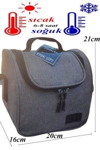 Stok City Düz Termoslu Gri Beslenme Çantası