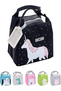 Shisa Store Unicornlu Yıkanabilir Organik Siyah Beslenme Çantası