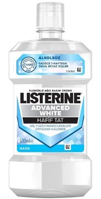 Listerine Advanced White Alkolsüz Florürlü Nane Aromalı 500 ml Ağız Gargarası