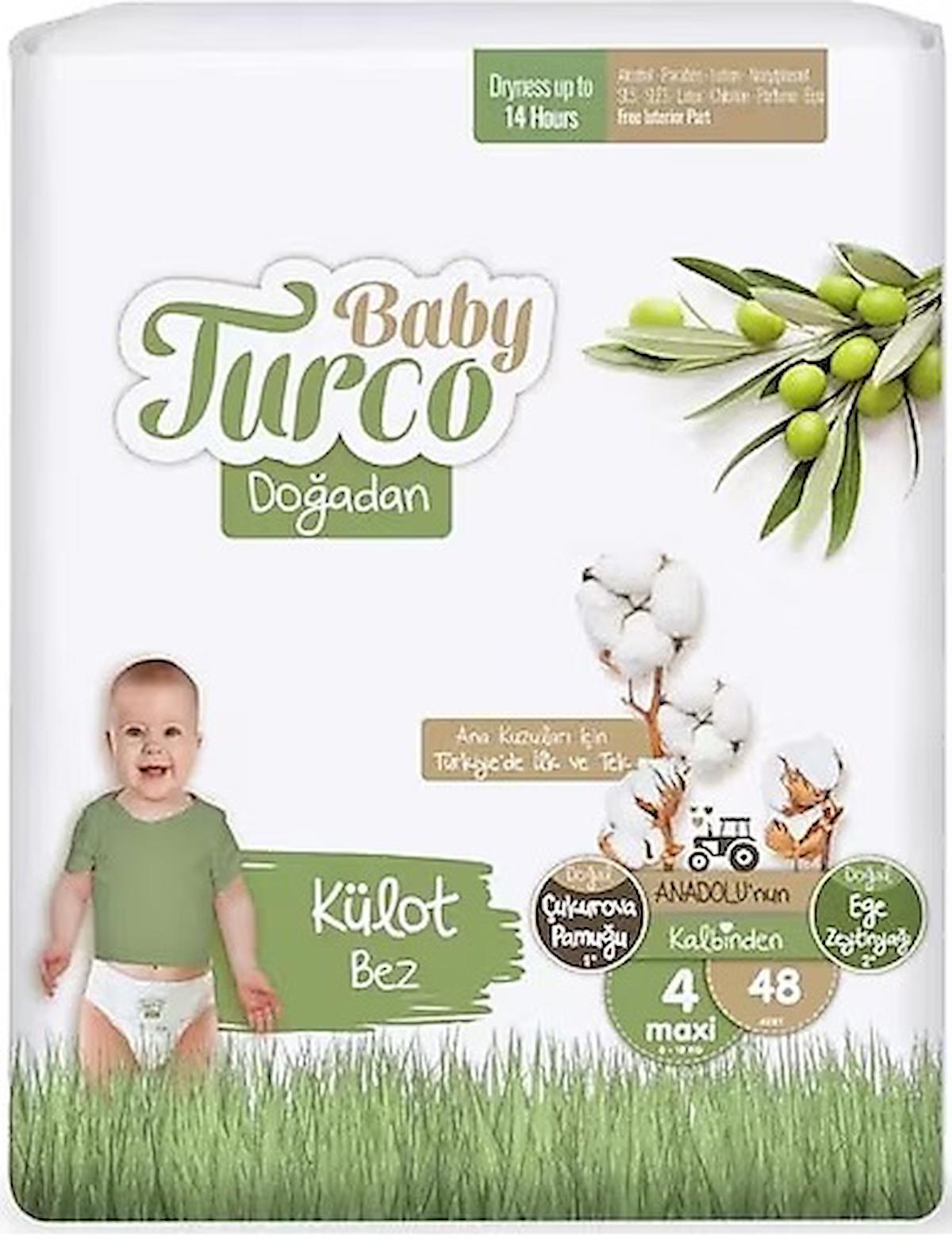 Baby Turco Doğadan 4 Numara Külot Bebek Bezi 48'li