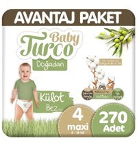 Baby Turco Doğadan 4 Numara Külot Bebek Bezi 270'li