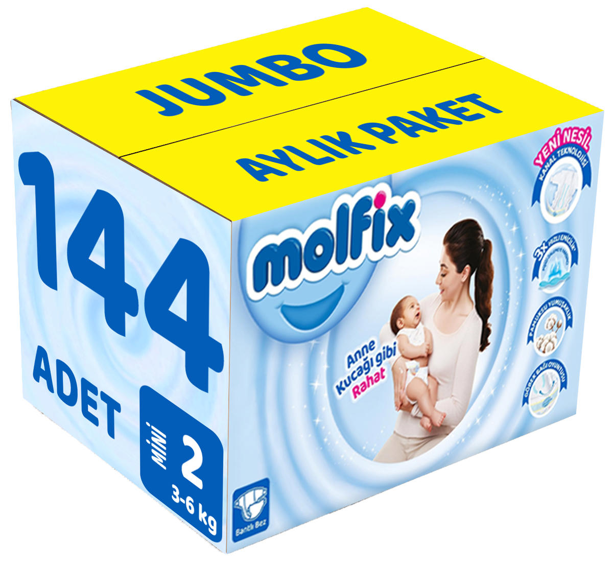 Molfix 2 Numara Göbek Oyuntulu Cırtlı Bebek Bezi 144'lü