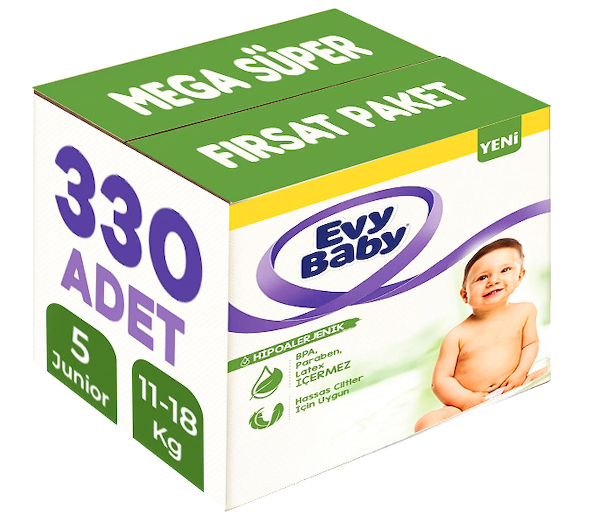 Evy Baby 5 Numara Bantlı Bebek Bezi 330'lu