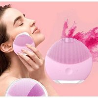 Customsproducts Tüm Ciltler İçin 1 Başlıklı Fırçalı Silikon Şarjlı Titreşimli Yüz Temizleme Cihazı Pembe