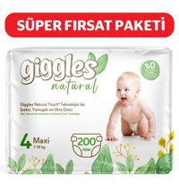 Giggles Natural 4 Numara Cırtlı Bebek Bezi 200'lü