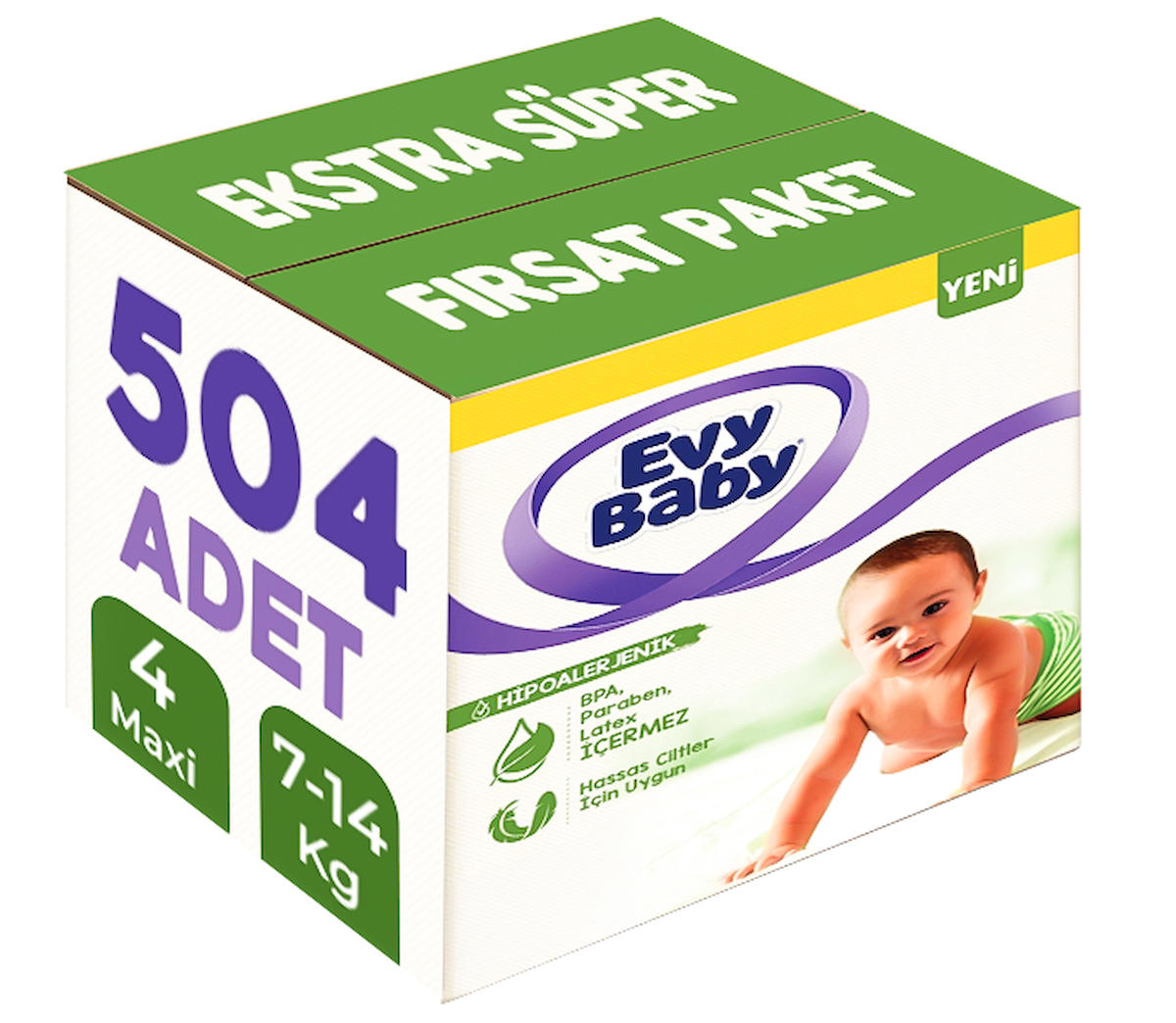 Evy Baby 4 Numara Bantlı Bebek Bezi 504'lü