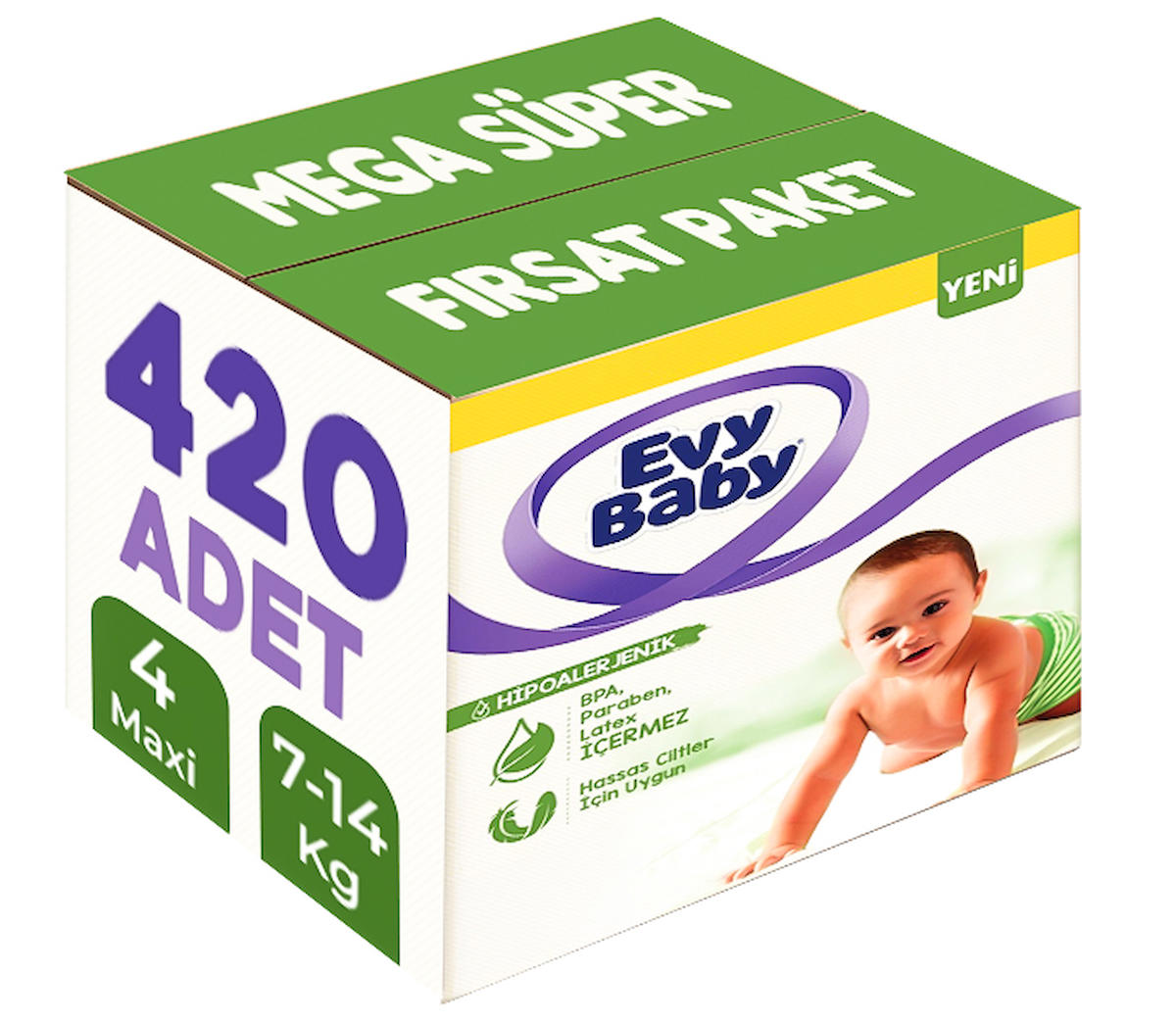 Evy Baby 4 Numara Bantlı Bebek Bezi 420'li