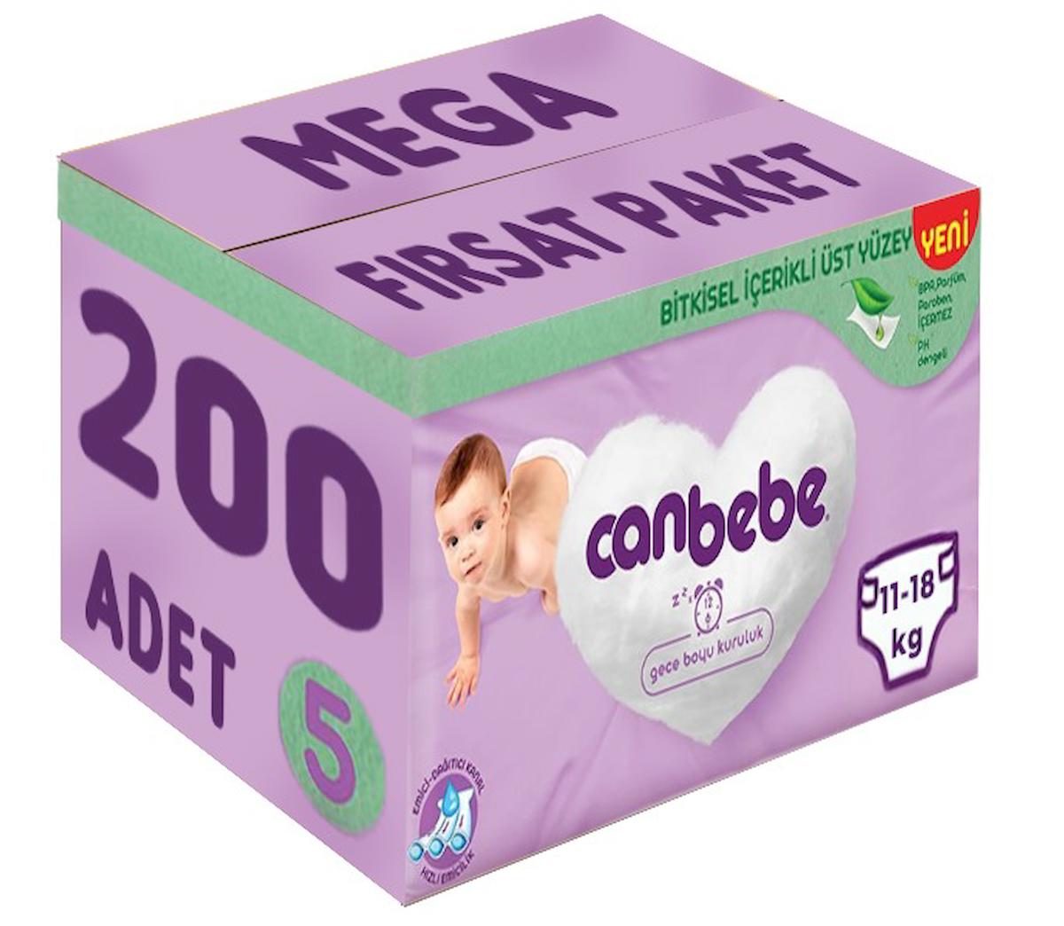 Canbebe 5 Numara Cırtlı Bebek Bezi 200'lü