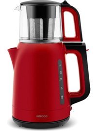 Karaca Mega Tea 1501 Plastik Demlikli 1500 W Cam Gövdeli Kırmızı Çay Makinesi