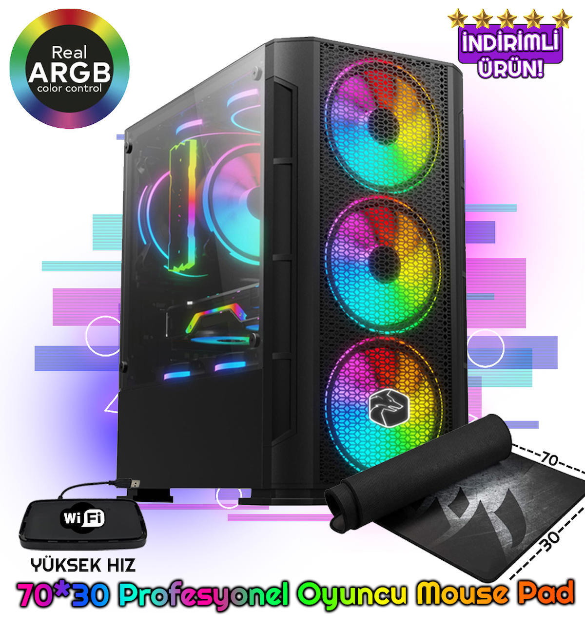 Biggamex DG37 Harici GeForce GTX 1050 Ti Intel Core i5 10400F 16 GB Ram DDR4 1 TB SSD Tower FreeDos Masaüstü Bilgisayar