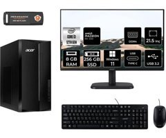 Acer Aspire TC1760 DTBHUEM004MNT1401 Harici Radeon RX 550 Intel Core i3 12100 8 GB Ram 256 GB SSD Tower Windows 11 Pro 21.5 inç Monitörlü Masaüstü Bilgisayar + PER4 BELLEK