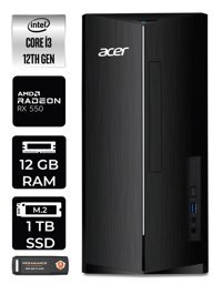 Acer Aspire DT.BHUEM.004 Harici Radeon RX 550 Intel Core i3 12100 12 GB Ram 1 TB SSD Tower FreeDos Masaüstü Bilgisayar + PER4 BELLEK