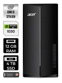 Acer Aspire DT.BHUEM.004 Harici GeForce GT 1030 Intel Core i3 12100 12 GB Ram 4 TB SSD Tower Windows 11 Pro Masaüstü Bilgisayar + PER4 BELLEK
