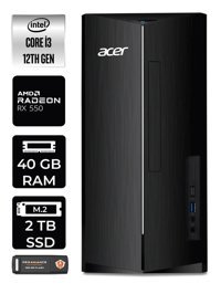 Acer Aspire DT.BHUEM.004 Harici Radeon RX 550 Intel Core i3 12100 40 GB Ram 2 TB SSD Tower Windows 11 Pro Masaüstü Bilgisayar + PER4 BELLEK