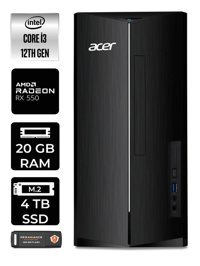 Acer Aspire DT.BHUEM.004 Harici Radeon RX 550 Intel Core i3 12100 20 GB Ram 4 TB SSD Tower Windows 11 Pro Masaüstü Bilgisayar + PER4 BELLEK