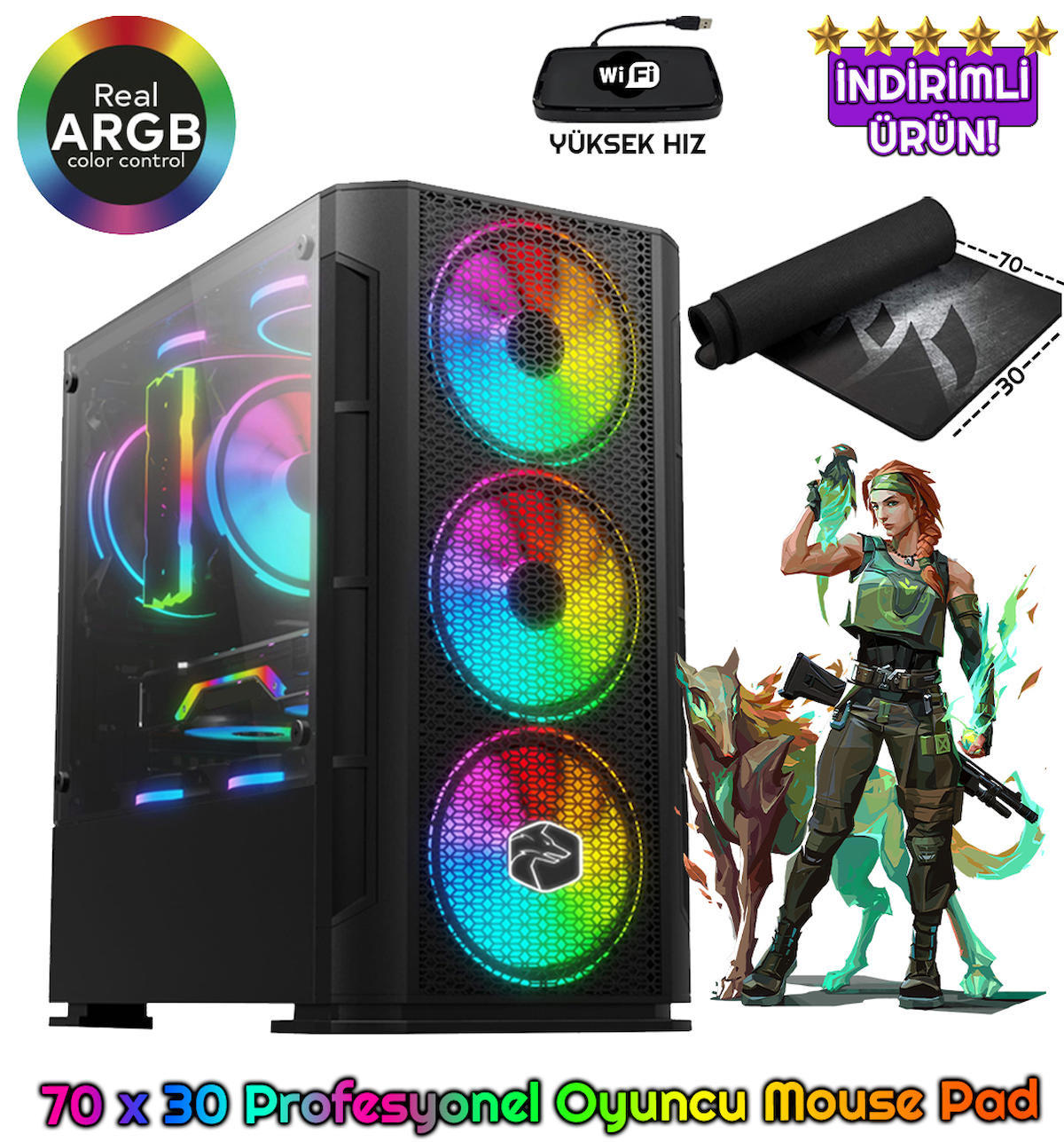 Biggamex SL24 Harici GeForce GTX 1050 Ti AMD Ryzen 5 3600 32 GB Ram 256 GB SSD Tower FreeDos Masaüstü Bilgisayar