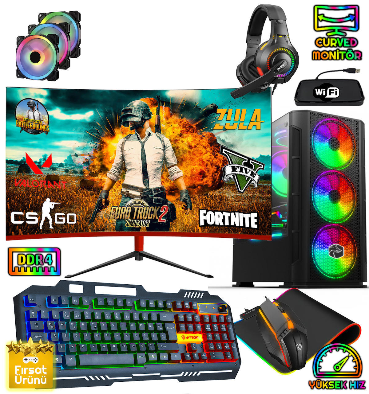 Biggamex DG83 Harici GeForce RTX 3050 Intel Core i5 10400F 16 GB Ram 256 GB SSD Tower FreeDos 23.8 inç Monitörlü Masaüstü Bilgisayar