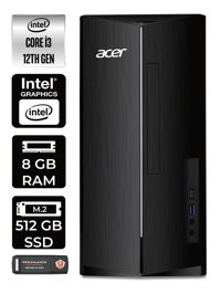 Acer Aspire TC1760 DT.BHUEM.004 Dahili Intel UHD Graphics Intel Core i3 12100 8 GB Ram 512 GB SSD Tower Windows 11 Home Masaüstü Bilgisayar + PER4 BELLEK