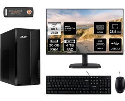 Acer Aspire TC1760 DTBHUEM005MNT1320 Harici Radeon RX 550 Intel Core i5 12400 20 GB Ram 4 TB SSD Tower FreeDos 23.8 inç Monitörlü Masaüstü Bilgisayar + PER4 BELLEK