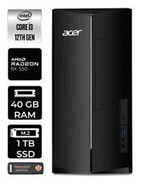 Acer Aspire DT.BHUEM.004 Harici Radeon RX 550 Intel Core i3 12100 40 GB Ram 1 TB SSD Tower Windows 11 Home Masaüstü Bilgisayar + PER4 BELLEK