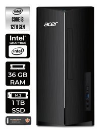 Acer Aspire TC1760 DT.BHUEM.004 Dahili Intel UHD Graphics Intel Core i3 12100 36 GB Ram 1 TB SSD Tower Windows 11 Home Masaüstü Bilgisayar + PER4 BELLEK