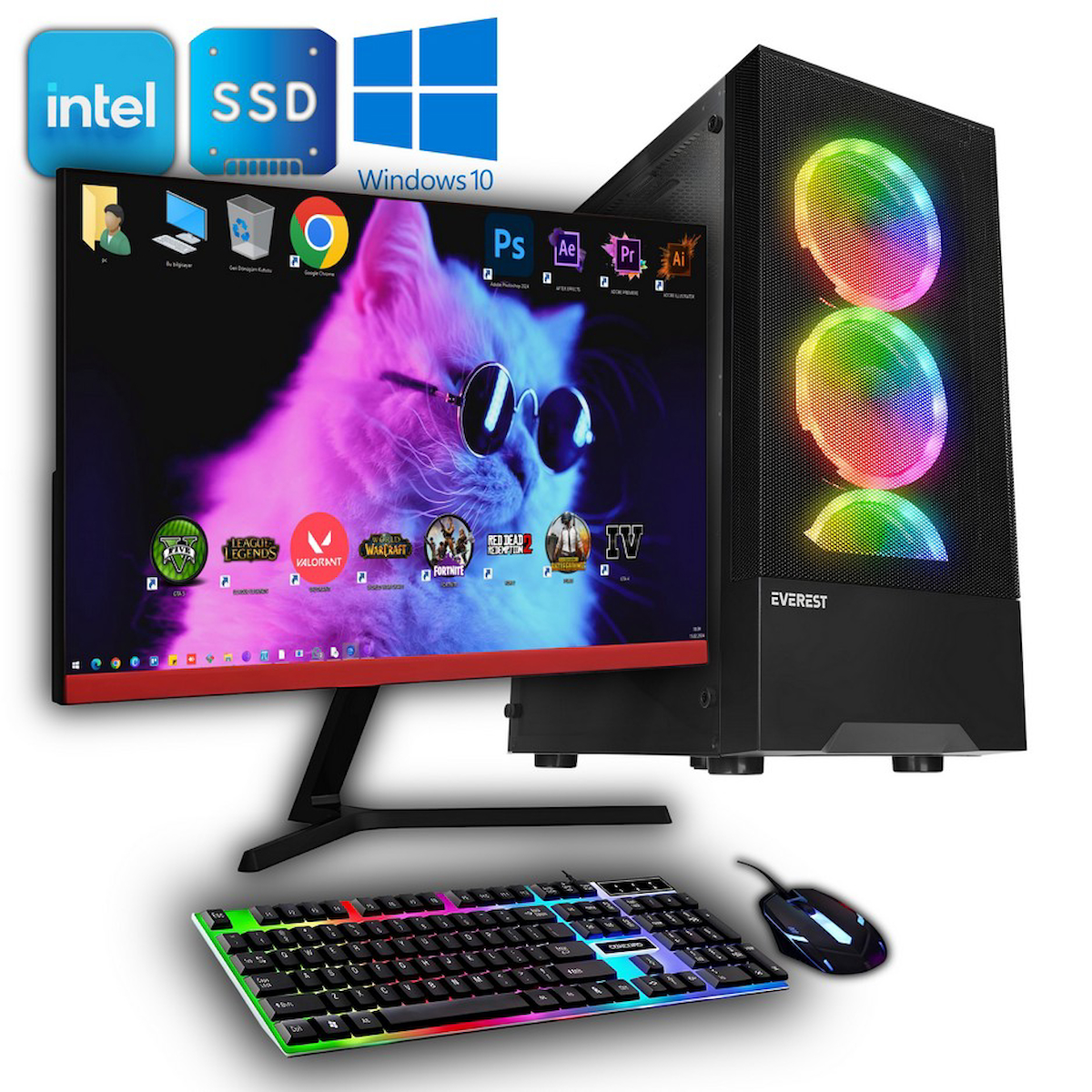 Avantron GMX6804 Harici GeForce GTX 1660 Ti Intel Core i3 M2 32 GB Ram DDR4 512 GB SSD Tower FreeDos 27 inç Monitörlü Masaüstü Bilgisayar