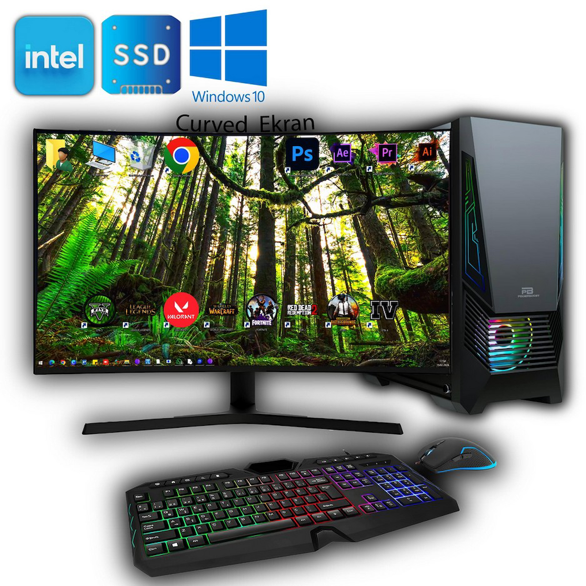 Avantron GMX7243 Harici GeForce GTX 1650 Intel Core i7 12700K 64 GB Ram DDR4 512 GB SSD Tower FreeDos 31.5 inç Monitörlü Masaüstü Bilgisayar