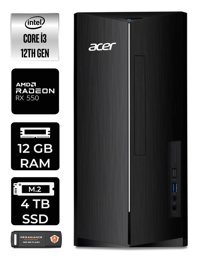 Acer Aspire DT.BHUEM.004 Harici Radeon RX 550 Intel Core i3 12100 12 GB Ram 4 TB SSD Tower Windows 11 Home Masaüstü Bilgisayar + PER4 BELLEK