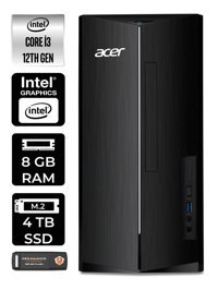 Acer Aspire TC1760 DT.BHUEM.004 Dahili Intel UHD Graphics Intel Core i3 12100 8 GB Ram 4 TB SSD Tower Windows 11 Home Masaüstü Bilgisayar + PER4 BELLEK