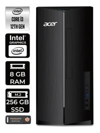 Acer Aspire TC1760 DT.BHUEM.004 Dahili Intel UHD Graphics Intel Core i3 12100 8 GB Ram 256 GB SSD Tower Windows 11 Home Masaüstü Bilgisayar + PER4 BELLEK