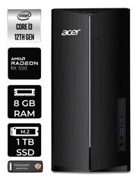 Acer Aspire DT.BHUEM.004 Harici Radeon RX 550 Intel Core i3 12100 8 GB Ram 1 TB SSD Tower Windows 11 Pro Masaüstü Bilgisayar + PER4 BELLEK