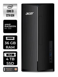 Acer Aspire DT.BHUEM.004 Harici Radeon RX 550 Intel Core i3 12100 36 GB Ram 4 TB SSD Tower FreeDos Masaüstü Bilgisayar + PER4 BELLEK