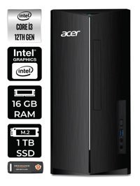 Acer Aspire TC1760 DT.BHUEM.004 Dahili Intel UHD Graphics Intel Core i3 12100 16 GB Ram 1 TB SSD Tower Windows 11 Home Masaüstü Bilgisayar + PER4 BELLEK