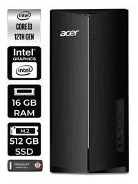 Acer Aspire TC1760 DT.BHUEM.004 Dahili Intel UHD Graphics Intel Core i3 12100 16 GB Ram 512 GB SSD Tower Windows 11 Pro Masaüstü Bilgisayar + PER4 BELLEK