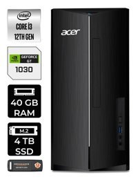 Acer Aspire DT.BHUEM.004 Harici GeForce GT 1030 Intel Core i3 12100 40 GB Ram 4 TB SSD Tower FreeDos Masaüstü Bilgisayar + PER4 BELLEK