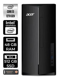 Acer Aspire TC1760 DT.BHUEM.004 Dahili Intel UHD Graphics Intel Core i3 12100 48 GB Ram 512 GB SSD Tower FreeDos Masaüstü Bilgisayar + PER4 BELLEK