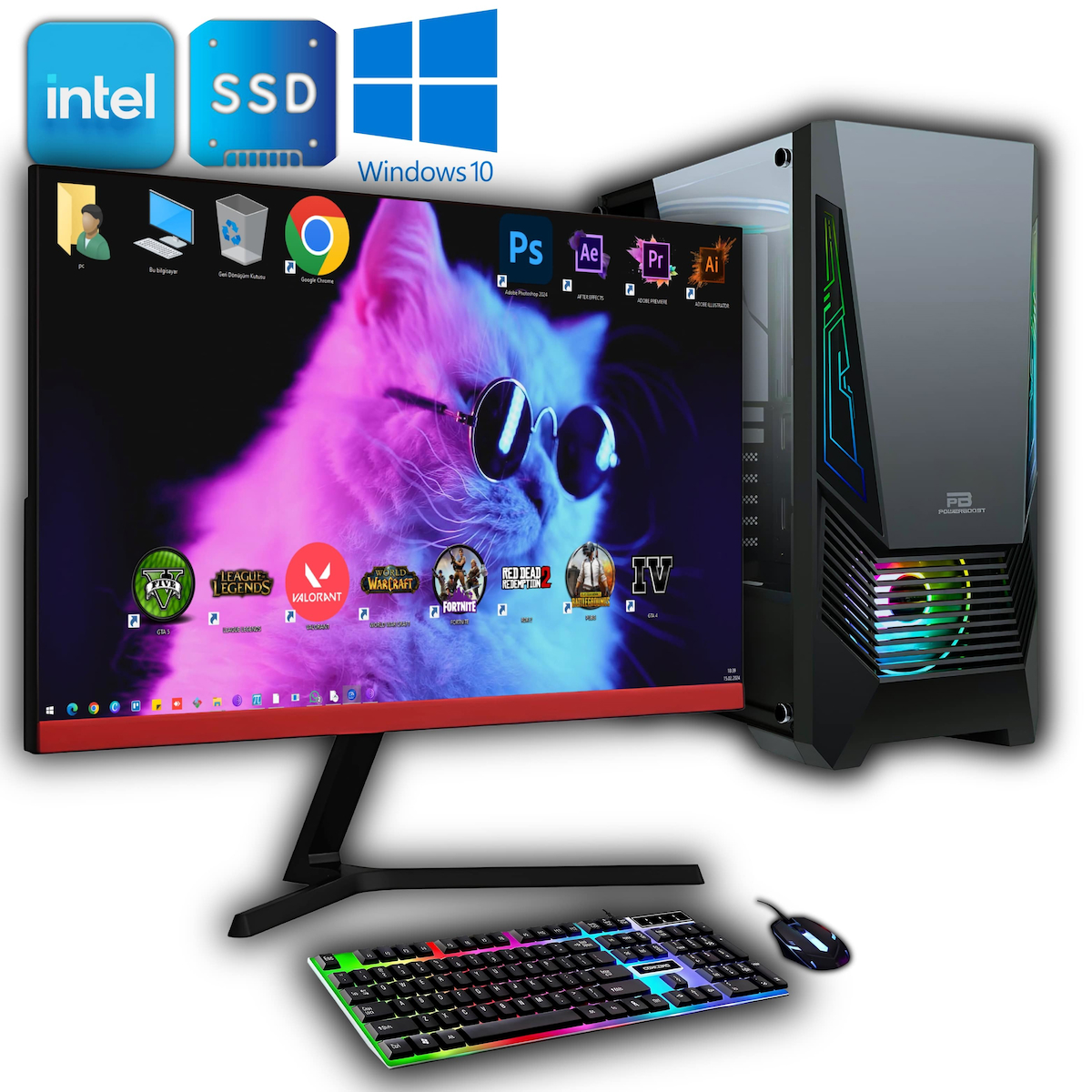 Avantron GMX9323 Harici GeForce GTX 1050 Ti Intel Core i5 12400F 16 GB Ram DDR4 256 GB SSD Tower FreeDos 27 inç Monitörlü Masaüstü Bilgisayar