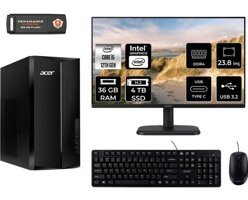 Acer Aspire TC1760 DTBHUEM005MNT335 Dahili Intel UHD Graphics Intel Core i5 12400 36 GB Ram 4 TB SSD Tower FreeDos 23.8 inç Monitörlü Masaüstü Bilgisayar + PER4 BELLEK