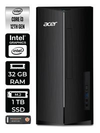Acer Aspire TC1760 DT.BHUEM.004 Dahili Intel UHD Graphics Intel Core i3 12100 32 GB Ram 1 TB SSD Tower FreeDos Masaüstü Bilgisayar + PER4 BELLEK