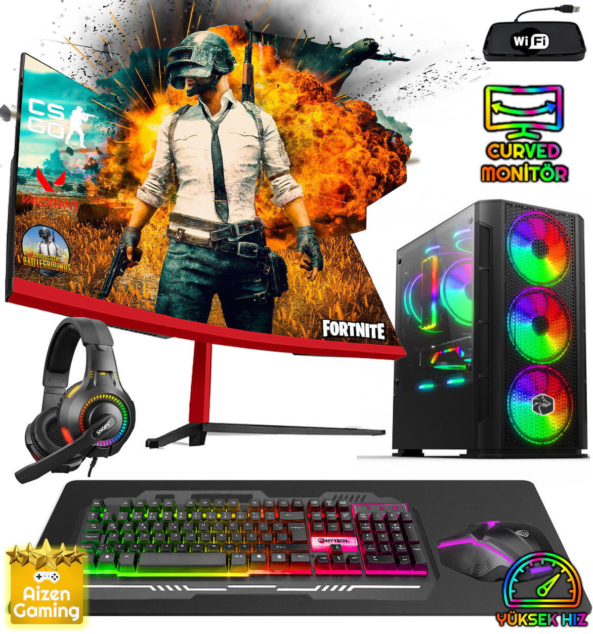 Biggamex SL43 Harici GeForce GTX 1660 Super AMD Ryzen 5 3600 16 GB Ram 512 GB SSD Tower FreeDos 23.8 inç Monitörlü Masaüstü Bilgisayar