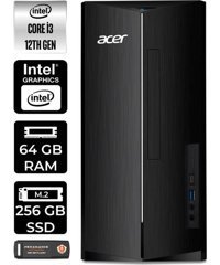 Acer Aspire TC1760 DTBHUEM004P346 Dahili Intel UHD Graphics Intel Core i3 12100 64 GB Ram 256 GB SSD Tower FreeDos Masaüstü Bilgisayar + PER4 BELLEK