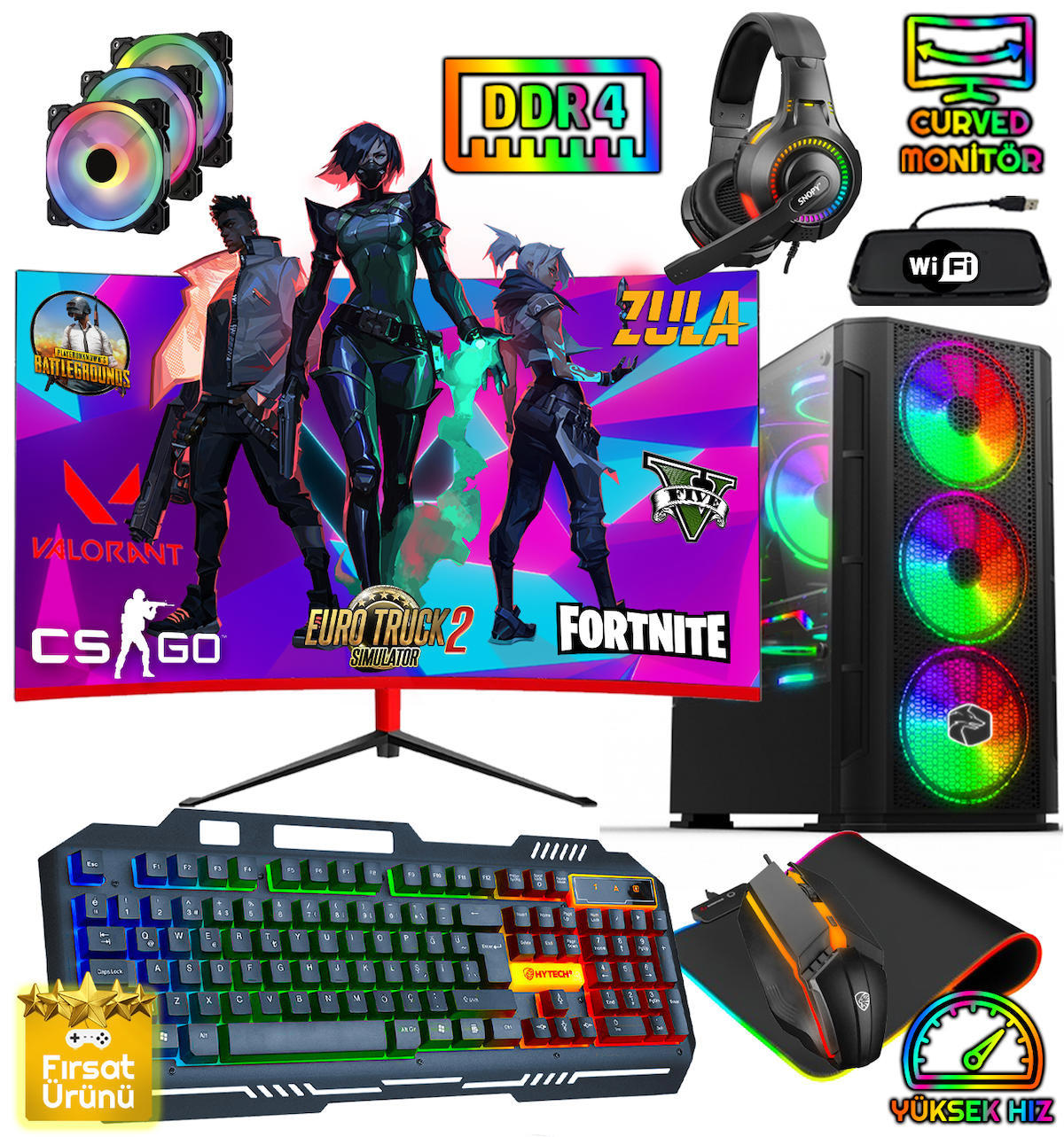 Biggamex DG73 Harici GeForce GTX 1660 Intel Core i5 10400F 32 GB Ram 1 TB SSD Tower FreeDos 23.8 inç Monitörlü Masaüstü Bilgisayar