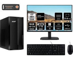 Acer Aspire TC1760 DTBHUEM004MNT1445 Harici Radeon RX 550 Intel Core i3 12100 48 GB Ram 4 TB SSD Tower Windows 11 Pro 23.8 inç Monitörlü Masaüstü Bilgisayar + PER4 BELLEK