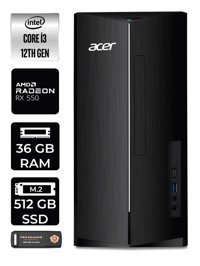 Acer Aspire DT.BHUEM.004 Harici Radeon RX 550 Intel Core i3 12100 36 GB Ram 512 GB SSD Tower FreeDos Masaüstü Bilgisayar + PER4 BELLEK