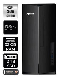 Acer Aspire DT.BHUEM.004 Harici Radeon RX 550 Intel Core i3 12100 32 GB Ram 2 TB SSD Tower Windows 11 Home Masaüstü Bilgisayar + PER4 BELLEK