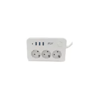 Fly 3406-01 3'lü Soket 2 metre 3'lü USB Kablosuz Tekli 2500 J Akım Korumalı Priz