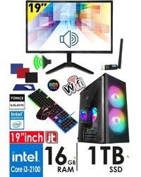 Dts Teknoloji DTS TEKNOLOJİ J-TECH R282 Dahili Intel HD Graphics 2000 Intel Core i3 2100 16 GB Ram 1 TB SSD Tower FreeDos 19 inç Monitörlü Masaüstü Bilgisayar