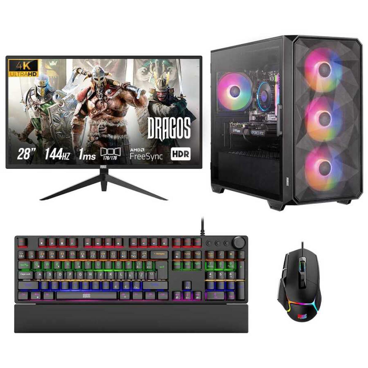 Dragos DRX6781 Harici GeForce RTX 4060 Ti AMD Ryzen 5 5600 16 GB Ram 1 TB SSD Tower FreeDos 28 inç Monitörlü Masaüstü Bilgisayar