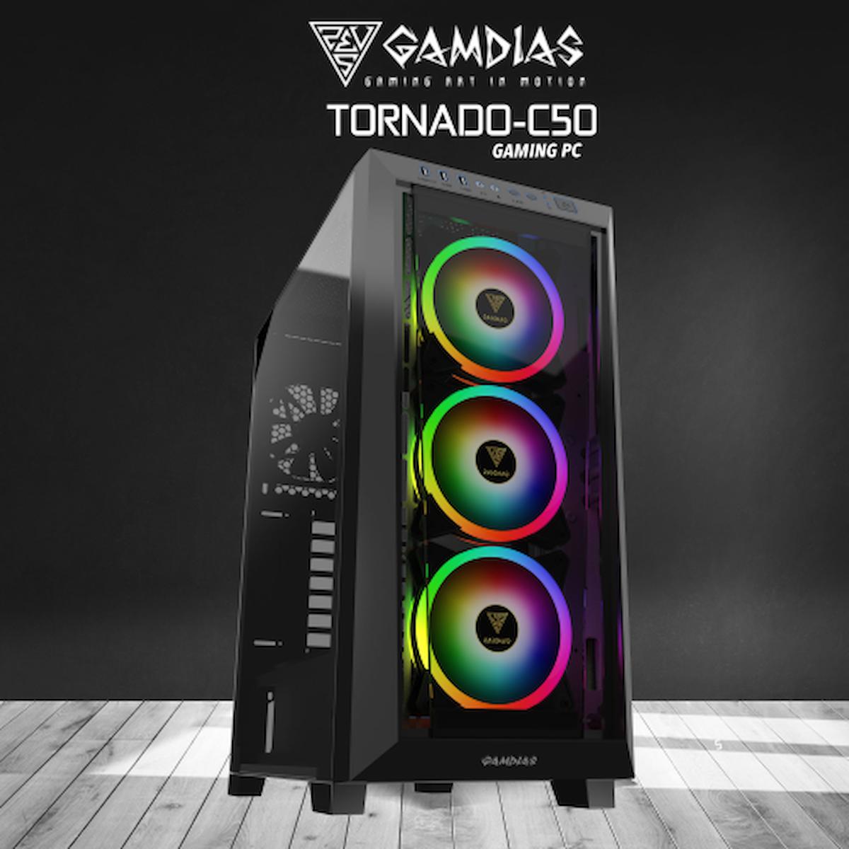 Gamdias TORNADO-C50 Harici GeForce RTX 4060 Intel Core i5 12500 32 GB Ram DDR4 500 GB SSD Tower FreeDos Masaüstü Bilgisayar