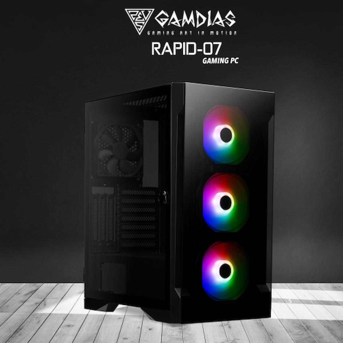 Gamdias RAPID-07 Harici Radeon R9 370 AMD Ryzen 7 3700X 16 GB Ram 500 GB SSD Tower FreeDos Masaüstü Bilgisayar